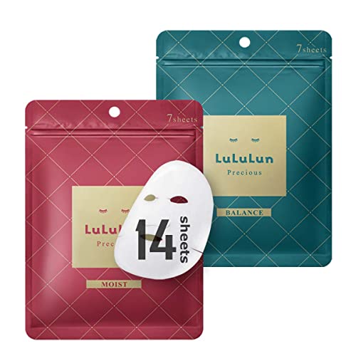 Lululun 14pc Facial Mask Sheet for Daily Use, Japanese Organic & Natural Anti-aging Face Skincare, Moisturizing & Hydrating Face Sheet Mask for Dry & Damaged Skin & Daily Use, PRECIOUS Series Set