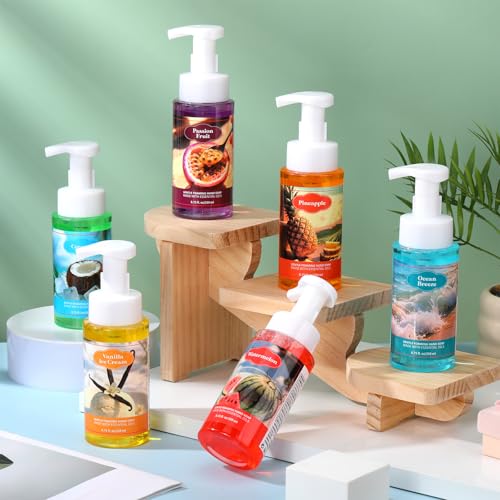 6 Pack Summer Foaming Hand Soap with Pump Care Moisturizing Liquid Scented Gentle Foam Hand Wash Employee Thank You Gift Bulk for Kitchen Bathroom Family Teacher Staff Doctor 8.75 Fl. oz