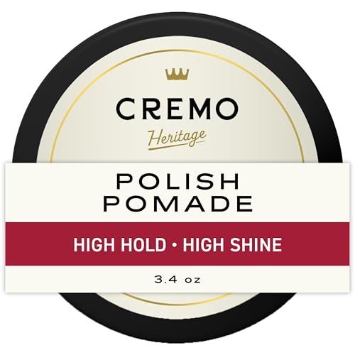 Cremo Hair Styling Shine Pomade for Men - Premium Barber Grade Shine Pomade for Hair Styling, 3.4 Oz