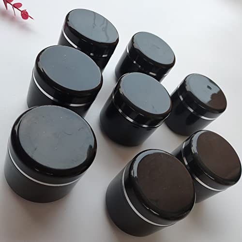 8 Pack Plastic Empty Cosmetic Containers with Lid, Portable 4.8 Oz 150ml Refillable Make-up Face Cream Jars Case for Body Scrub Mask Lotion Storage Pot (Black)