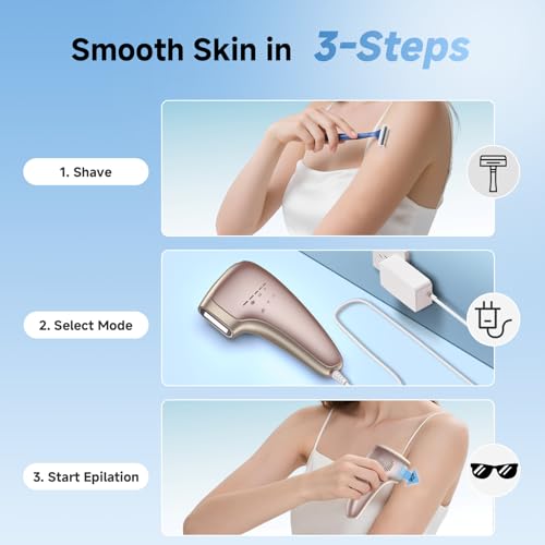 Sapphire Ice IPL Hair Removal Device - Pink, Painless, 5 Levels, Full Body Use