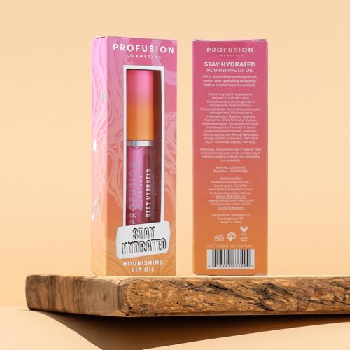 Profusion Cosmetics Hydrating Lip Oil - Non-Sticky Shine, Vegan
