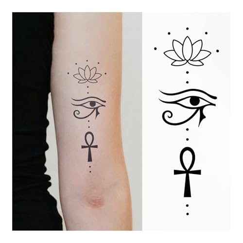 Egyptian Temporary Tattoo Set – Eye of Horus, Ankh & Lotus