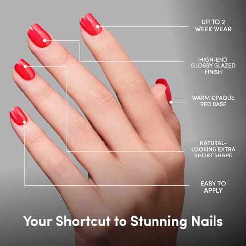 Glamnetic Red Press On Nails - Extra Short Salon Quality Kit