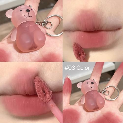 3-Color Lip Tint Set with Keychain - Waterproof & Moisturizing