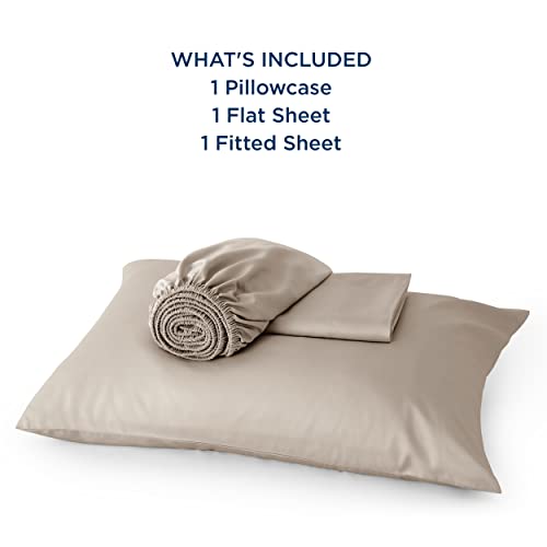 Bedsure Twin Sheets Set, Cooling Sheets Twin Size Bed Set, Rayon Derived from Bamboo, Twin Size Sheets, Breathable & Soft Bed Sheets, Hotel Luxury Silky Bedding Sheets & Pillowcases, Simply Taupe