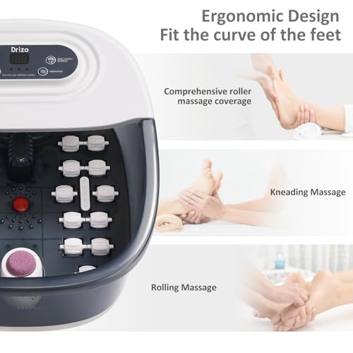 Foot Spa Bath Massager with Heat, Epsom Salt, Bubbles, Vibration and 22 Massage Rollers, Pedicure Tub for Relaxation, Foot Soaker with Red Light and Temp Control