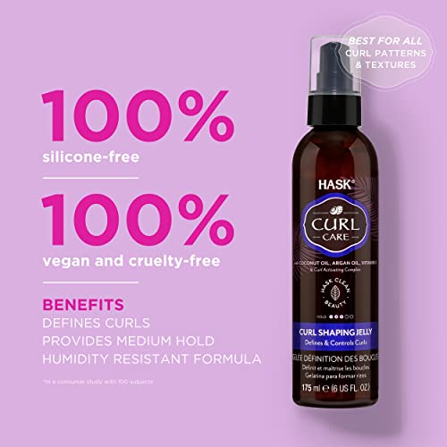 HASK CURL CARE Curl Shaping Jelly - vegan formula, cruelty free, color safe, gluten-free, sulfate-free, paraben-free - 6 FL Oz