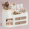 Makeup Organizer with Rotating Brush Holder & 2 Drawers