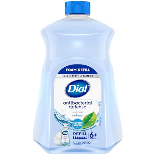 Dial Antibacterial Foaming Hand Soap Refill, Spring Water, 52 fl oz & Antibacterial Foaming Hand Wash, Spring Water, 7.5 fl oz (Pack of 6)