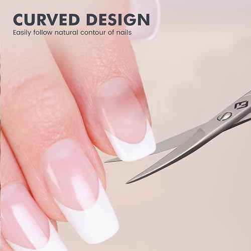 Curved Nail Scissors for Women & Men ? German Quality Stainless Steel ? Small Manicure Pedicure Scissors for Fingernail, Toe Nail, Eyebrows & Mustache