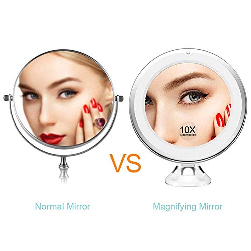 10X Magnifying LED Makeup Mirror with Flexible Gooseneck & Suction Cup