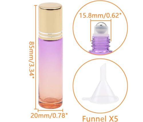 Ellbest 10ml Essential Oil Roller Bottles, 10-Pack Glass with Stainless Steel Balls