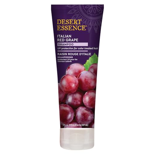 Desert Essence, Italian Red Grape Shampoo, 8.0 fl. Oz. - Gluten Free - Vegan - Cruelty Free - Moisturizing Shampoo - UV Protection - Color Treated Hair