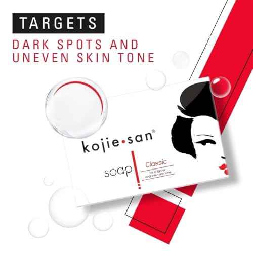 Kojie San Skin Brightening Soap - Original Kojic Acid Dark Spot Remover Soap, Paraben-Free Bar with Coconut & Tea Tree Oil for Face & Body, Gently Exfoliates for Smooth, Even Skin Tone ? 100g x 3 Bars