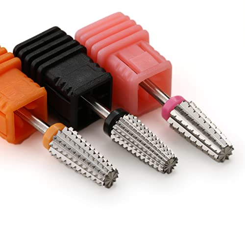 7pcs 5 in 1 Nail Drill Bits Set, Multi-Function Tapered Shaping Carbide Nail Drill Bit Use for Both Left to Right Handed, 3/32 Inch Nail Bit for Remove Acrylic Gel Nail Accessories(Silver)