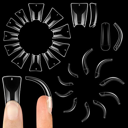 NOVO OVO Transparent Duck & Hawk Curved Eagle Claw Nail Tips - 1050 Pcs (2 Sets of 550 & 500 Pcs) - Half Cover Square False Nails