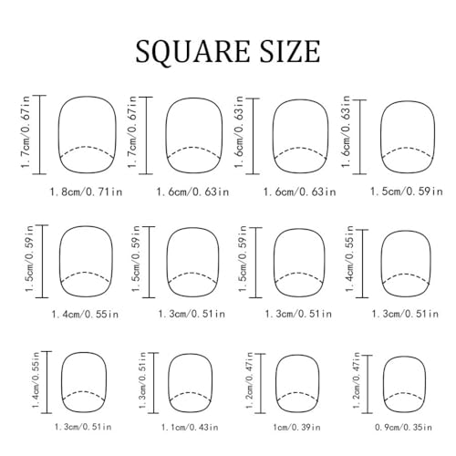 Blue Checkered Press On Nails Short Square 24Pcs