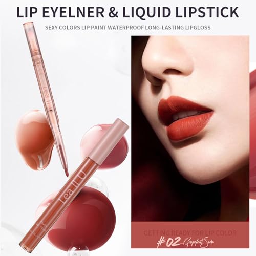 Waterproof Lip Liner & Matte Lip Glaze Set, 2 Pc Nude