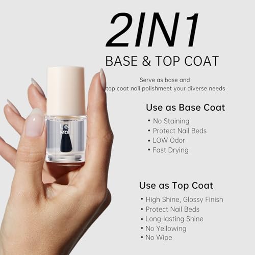 COSMOO 2-in-1 Clear Base & Top Coat Nail Polish - Quick Dry, Long Lasting Gloss