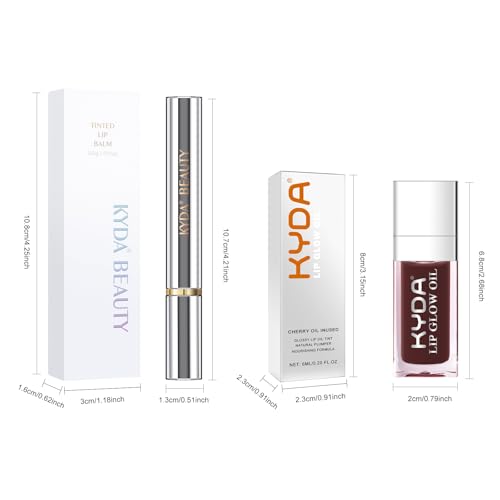 KYDA 2 Pcs Honey Lipstick Set, Includes Honey Lipstick Tinted Lip Balm and Lip Glow Oil, Sheer Black Lips Color with a Hydrating Oils Formula, for Smooth Dewy Finish