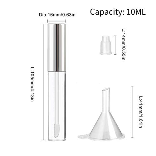 10ML Empty Lip Gloss Containers - 10 Pack Refillable Tubes with Wand