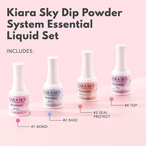Kiara Sky Liquid Dip Essentials Steps 1-4 Kit - Bond, Base, Seal & Top