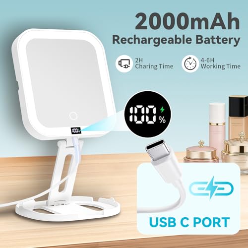 10X/1X Magnifying Makeup Mirror with Lights, Rechargeable