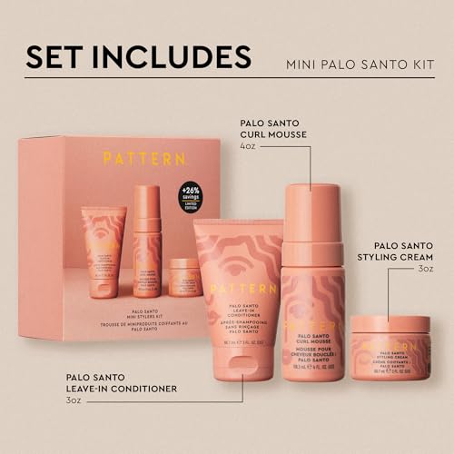 PATTERN Palo Santo Mini Travel Kit - Leave-In Conditioner, Curl Mousse & Styling Cream
