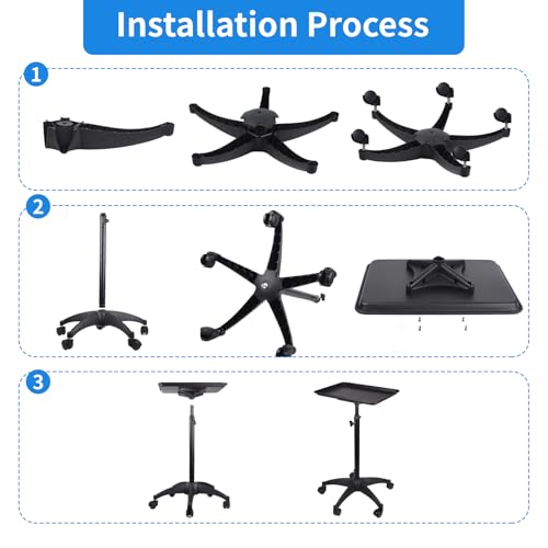 Adjustable Rolling Salon Tray with Wheels - Aluminum