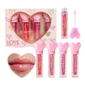 Heart Charm Lip Gloss Set for Girls - 4 Pack Fruity Flavors