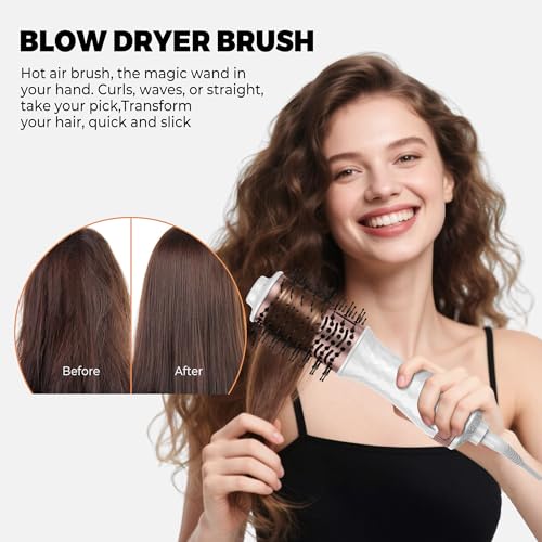 4-in-1 Mini Travel Hair Dryer Brush for Drying, Straightening & Curling