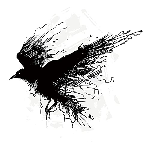 6 Sheets Temporary Tattoos Crows Ravens with black Fake Tattoos Neck Arm Chest for Women Men Adults