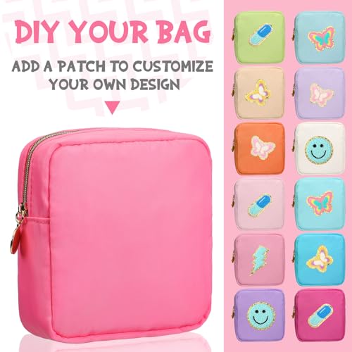 Umigy 12 Pcs Preppy Cosmetic Bags Nylon Mini Makeup Bags Bulk Waterproof Cute Travel Pouch Purse for Her Gifts DIY Daily Use Storage Organizer (Colorful Style)