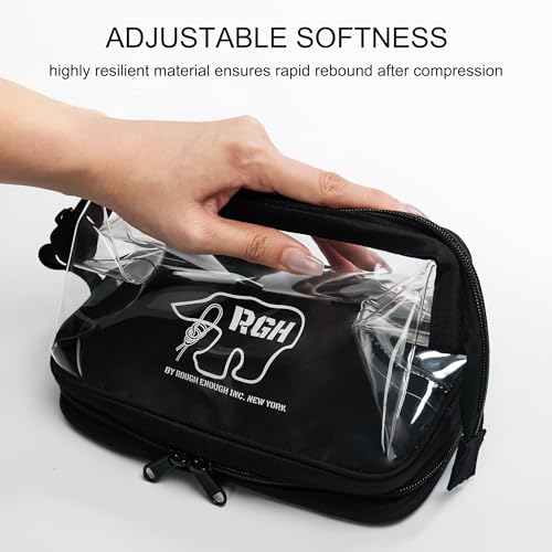 Rough Enough Clear Cosmetic Bag for Women and Men, Leakproof Travel Makeup Organizer, with Detachable Brush Pouch, Large Opening, 6.5¡±x5¡±x8.5¡±