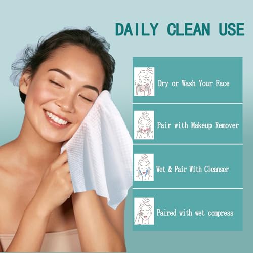 Disposable Face Towel 140 Count, Extra Thick Soft Cotton Facial Dry Wipes, Face Towelettes Disposable Multi-Purpose for Skin Care, Makeup Remover, Face Wipes and Facial Cleansing