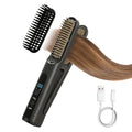 Cordless Hair Straightener Brush 2-in-1 with Curler & 4 Heat Settings