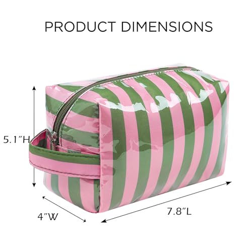 PVC Striped Makeup Bag - Waterproof Cosmetic Organizer