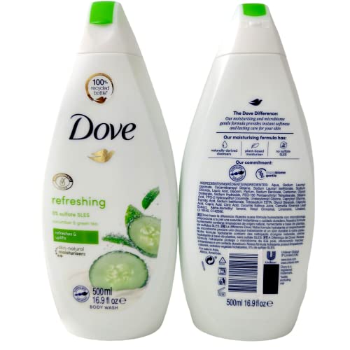 3 Dove Nourishing and Restore Body Wash 16.9oz, Go freash-Cucumber & green tea)10