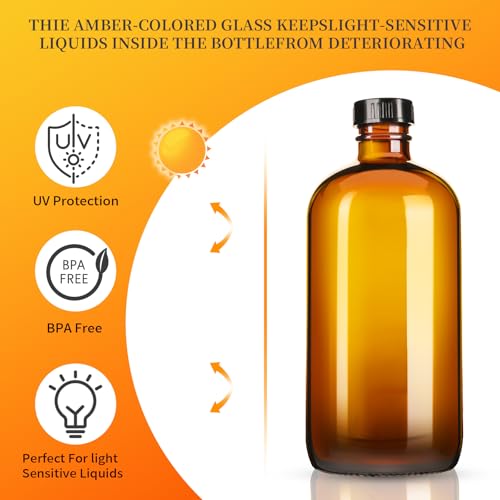 Vitreaux 8oz Amber Glass Spray Bottles, 3 Pack with Adjustable Nozzle