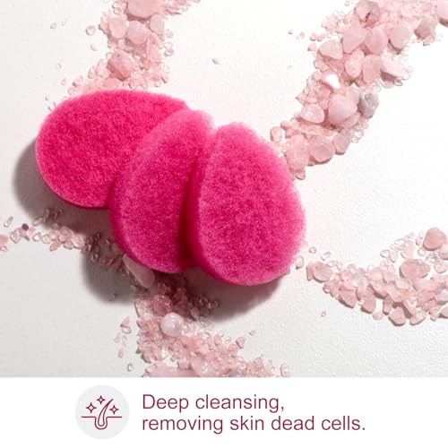 BS-MALL Facial Sponge 12 Pcs ? Exfoliating Face Scrubber for Deep Cleansing, Removes Blackheads, Reusable Design, Perfect for Skin Care Routine (Hot Pink-Soft Texture)