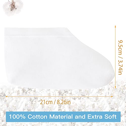 Moisturizing Socks Over Night Bedtime White Cotton | Cosmetic Inspection Premium Cloth Quality | Dry Sensitive Irritated Skin Spa Therapy Secure| One Size Fits Most (6 Pairs)