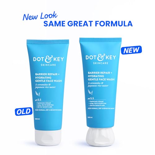 Dot & Key Hydrating Gentle Face Wash | Ceramide Face Cleanser | For Dry, Normal & Sensitive Skin | Unisex | 3.38 fl oz (100 ml)