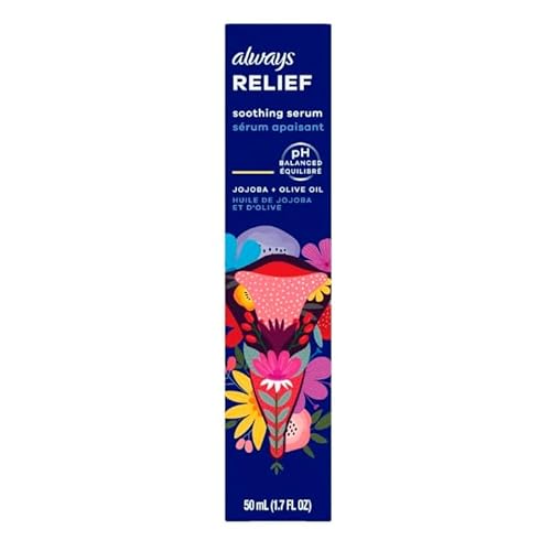 Always Relief pH Balanced Soothing Serum with Jojoba and Olive Oil, 1.7 fl oz /50 mL - Pack of 2