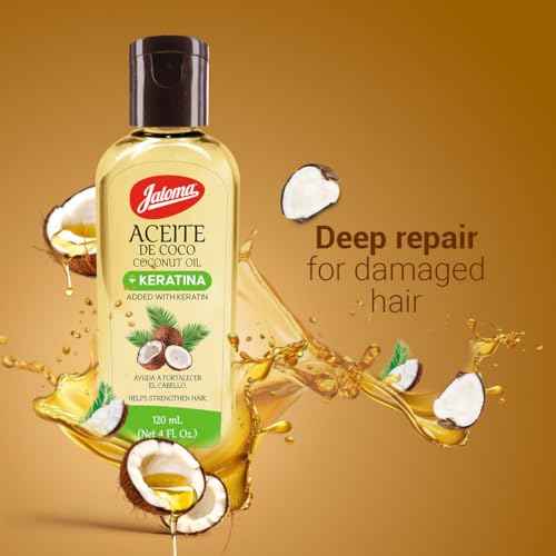 Jaloma Coconut Oil with Keratin to Help Strengthen Hair, 2 Pack, 4 Oz Each Bottle