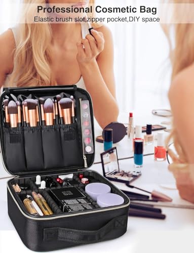 Relavel Travel Makeup Case Organizer with Adjustable Dividers