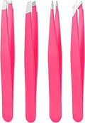 Pink Steel Tweezers Set - Eyebrow, Blackhead & Ingrown Hair Removal Tool