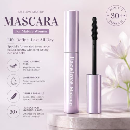 Facelove Makeup Waterproof Mascara for Voluminous, Long Lashes