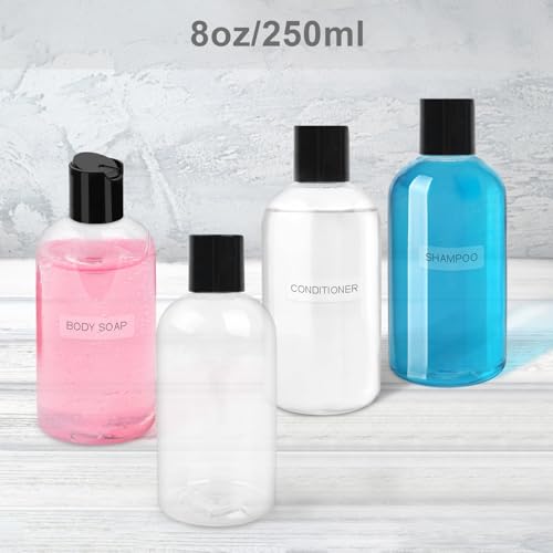 2-Pack 8oz Clear Squeeze Bottles with Black Caps