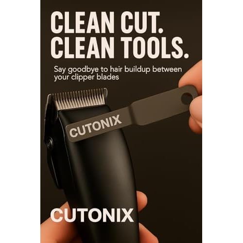 CUTONIX - New Barber Hair Clipper Cleaning Strips, Remove Hair Buildup Between Your Clipper Blades, Professional Barber Maintenance Tools, Pack of 2 + Keychain
